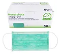 Produktbild: Medi-Inn+ Mundschutz Atemschutz 3-lagig mit Nasenbügel und Elastikbändern grün Typ II (50 Stück)