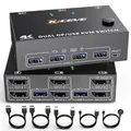 Produktbild: DP KVM Switch Zwei Monitore, 2 Computer 2 Monitore KVM Umschalter Displayport USB 3.0, Unterstützt 4K@60Hz für 2 Computer, die Tastatur, Maus und Monitor teilen