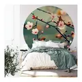 Produktbild: K&L Wall Art Fototapete Fototapete Kirschblüten Blumen Knospen Vliestapete Rund Tapete, Frühlingserwachen Tapete grün 2.84 m x 2.84 m