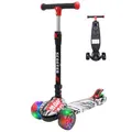 Produktbild: Kinderroller mit LED Leuchträdern, Klappbar Tretroller 3-12 Jahre, Höhenverstellbar Scooter für Mädchen & Jungen, Roller Kinder mit Rutschfesten Griffen & Hinterradbremse, Graffiti Design