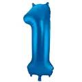 Produktbild: XL Folienballon Zahl 1 in blau, 86 cm, 1 Stück, Helium Ballon (unbefüllt)