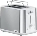 Produktbild: Braun HT1510WH Toaster, 900 W, 2 Schlitz, Brötchenaufsatz, Krümelschublade, Stopptaste, Edelstahl/weiß