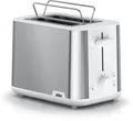 Produktbild: Braun Toaster PurShine HT 1510 WH - 2 Schlitze, 8 Stufen, Auftau- Aufwärmfunktion, 2 kurze Schlitze, 900 W, 900 W, Edelstahl, Automatische Abschaltung, Brötchenaufsatz