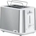 Produktbild: Braun HT1510WH Toaster, 900 W, 2 Schlitz, Brötchenaufsatz, Krümelschublade, Stopptaste, Edelstahl/weiß