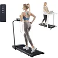 Produktbild: VEVOR Walking Pad Laufband unter den Schreibtisch, Laufband zum Arbeiten, klappbares Laufband mit 120 kg Tragkraft, tragbares 2 in 1 Pad mit 2,5 PS, Griffstange Fernbedienung LED-Anzeige 1-10 km/h