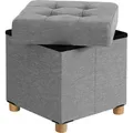 Produktbild: SONGMICS Sitzhocker, 37L, klappbare Sitztruhe, Aufbewahrungsbox, Hellgrau - Hellgrau
