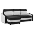 Produktbild: Mebligo - Ecksofa mit Schlaffunktion und Bettkasten Orion, Eckcouch Universelle Seite, Sofa L Form (BxTxH) 231 x 140 x 85 cm, Couch Wohnzimmer, Ecke Sofa, Schwarz + Weiß (Mikro 15 + Mikro 31)