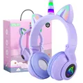 Produktbild: OHAANYY Katzenohr Kopfhörer Kindergeburtstag Geschenke Kind LED Katzenohren Einhorn Bluetooth Kabellose Over-Ear Stereo Mikrofon Mit LED-Licht Für Handy Tablet PC (01)