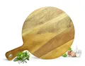 Produktbild: Sendez Pizzaschneidebrett mit Griff Holzbrett Vesperbrett Käsebrett Pizzateller Schneidebrett, Akazienholz, (1-St), mit Griff