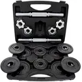 Produktbild: ScSPORTS® Hantelset mit Koffer, 10/15/20 kg, verchromt, rutschfest, Gusseisenplatten, 30/31 mm, Schwarz/Silber, Set für Gewichte, Krafttraining, Fitnessstudio (10 kg + 2 x Hantel (Schwarz))