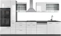 Produktbild: Vicco Küchenzeile R-Line, 350 cm mit Hochschrank, ohne Arbeitsplatte, Weiß Hochglanz/Anthrazit