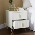 Produktbild: SoBuy Nachttisch, Nachtschrank mit 2 Schubladen, Moderner Beistelltisch für Schlafzimmer, Weiß B40 x T40 x H47 cm FBT115-W - Weiß