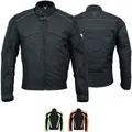 Produktbild: BULLDT Motorradjacke Herren textil kurze Bikerjacke mit CE2-Protektoren - Sportlich Bodyfit dehnbaren Einsätzen, 4 Taschen, Abnehmbar Futter, aus 4 Schichten, Winddicht, Reflektierend - Schwarz - 54