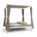 Produktbild: blumfeldt Senator Lounge Gartenliege - Doppel-Gartenliege , Lounge-Pavillon , 188 x 208 x 205 cm , 8 cm Polsterung , Sichtschutz-Vorhänge , wasserfest , Sonnendach , Stahlrahmen , max. 350 kg , Taupe
