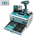 Produktbild: MAKITA Akku Schlagbohrschrauber DHP482RFX9 Alu-Koffer  96-tlg. Zubehör 2x3,0 Ah
