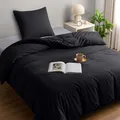 Produktbild: Utopia Bedding Bettwäsche 140x200 Set - Mikrofaser Bettbezug 140x200 cm + 1 Kissenbezug 65x65 cm - Schwarz