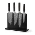 Produktbild: Wakoli Culinary Asia magnetischer Messerblock mit Küchenmesser Set (5-teilig) - Scharfe Messer 14–21 cm - VG10 Kern aus 67 Lagen Damaststahl - Set aus Chai Dao - Gyuto - Gemüsemesser