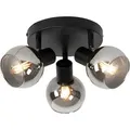 Produktbild: Deckenleuchte schwarz 35 cm mit Rauchglas 3-Licht - Vidro