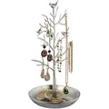 Produktbild: Relaxdays Schmuckständer Baum, Schmuckaufbewahrung Ketten, Ohrringe & Armbänder, HxBxT 30x16x15 cm, Schmuckbaum, silber