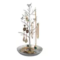 Produktbild: Relaxdays Schmuckständer Baum, Schmuckaufbewahrung Ketten, Ohrringe & Armbänder, HxBxT 30x16x15 cm, Schmuckbaum, silber