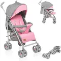 Produktbild: LIONELO Irma Kinderwagen Bis 15 kg - Leichter Moderner Mit Liegefunktion, Faltbar, Große 6-Zoll-Räder, Großer Korb, Tasche, Moskitonetz Pink