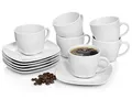 Produktbild: SÄNGER | 12-teiliges Kaffeetassen Set Bilgola aus Porzellan, Kaffee Geschirrset für 6 Personen, Tassen & Untersetzer, Eckiges Design 150 ml | PREMIUM COLLECTION