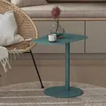Produktbild: [en.casa] Beistelltisch Nastätten Gartentisch Couchtisch mit Metallgestell Sofatisch modernes Design für Wohnzimmer Schlafzimmer Balkon Terrasse 50 x 50 x 38 cm Blau, matt