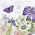 Produktbild: 20 Servietten Belle Jardin Vintage Blumen Schmetterling  lila Tischdeko 33x33cm