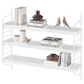 Produktbild: skølm Mimir Wandregal Metall Weiß – Schweberegal mit 3 verstellbaren Regalböden – Modulares String Regal Wand – Hängeregal schmal für Wohnzimmer/Küche/Badezimmer – Wall Shelf