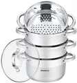Produktbild: Dampfgarer, 5-teilig,Edelstahl,Glasdeckel mit Dampfloch,5-lagiger Boden KB-7140