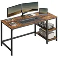 Produktbild: VASAGLE Schreibtisch Computertisch, Tisch, Bürotisch, 100/120/140cm, mit 2 Ablagen, moderner Stil braun 140 cm x 75 cm x 60 cm