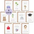 Produktbild: Grußkarte Set inklusive Umschläge | 10 Karten für Geburtstag, Geburt, Taufe, Danke, Gute Besserung, Umzug, Prüfung, Birthday Hochzeit | Glückwunschkarten für verschiedene Anlässe (Mix Set)