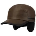 Produktbild: Stetson Byers Ledercap mit verstaubarem Ohrenschutz Herren Made in Germany Baseballcap Leder Rind Earflaps Fleece Herbst Winter Dunkelbraun M (56-57 cm)