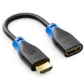 Produktbild: deleyCON 1 Stück HDMI Verlängerung für TV Stick - HDMI Adapter Kabel für Roku Chromecast Streaming - 4K 60Hz HDR10+ für TV Monitor Beamer Notebook PC 10cm kurz - Schwarz Blau