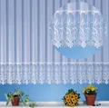 Produktbild: heimtexland edle Store Gardine aus Websablé transparent mit echtem Makramee Sockel in rein weiß - HxB 245x300 cm für Dekorationsbreite 100-130 cm - Ökotex Macramé Vorhang Typ516