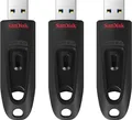 Produktbild: SanDisk Ultra 64GB USB 3.0 Stick 3er Pack bis 130MB/s Passwortschutz Schwarz