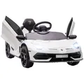 Produktbild: HOMCOM Kinder Elektroauto LAMBORGHINI AVENTADOR SVJ ROADSTER 12V Kinderauto mit 2,4 G Fernbedienung, 2 Motor, Kinderfahrzeug mit MP3 Hupe, Musik, Sanftstart, Elektrofahrzeug für 3-5 Jahre Kinder, Weiß