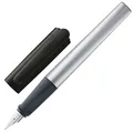 Produktbild: Lamy nexx black Füller - Füllhalter mit rutschfestem Griff & polierter Linkshänder-Stahlfeder (LH) in Strichbreite M - dreieckiges Gehäuse aus Aluminium - inkl. Tintenpatrone T 10 blau