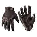 Produktbild: Mil-Tec Tactical Gloves Leder/Aramid Schwarz • Schnittfeste Einsatzhandschuhe mit abnehmbarem Knöchelschutz • Robuste Leder-Handschuhe für Security & Outdoor • Gepolsterte Schutzhandschuhe