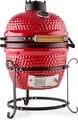Produktbild: Klarstein Princesize - Kamado-Grill, Keramikgrill, Holzkohlegrill, Smoker, mit Deckel, Keramik, Gute Hitzespeicherung, Innenthermometer, Holzgriff, abnehmbares Gestell, rot