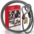 Produktbild: VIGO SPORTS® Panzer Stahlseil mit Ösen [2m] I 10mm starkes Kabelschloss zum Schutz deines Fahrrad, Grill, Gartenmöbel oder Kinderwagen vor Spontan Diebstahl I Witterungsbeständig und Langlebig (3Stk)