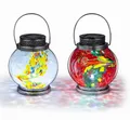 Produktbild: formano Gartenfigur 2er Set Solar Laterne LED Tischlaterne Farbglas 18cm Terasse Balkon