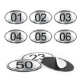 Produktbild: NanTun 100 Sets ABS gravierte Silber ovale Tischnummern Schließfach-Tags mit doppelseitigem Klebeband – 1 bis 100