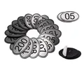 Produktbild: 100 Sets ABS gravierte Silber ovale Tischnummern Schließfach-Tags mit doppels...