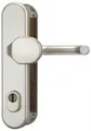 Produktbild: ABUS Türgriff KLZS714 Garniturart: Wechselgarnitur (Griffplatte/Griff)|Schild/Rosette: :Langschild (rund)|FarbeOberfläche: F2 neusilberfarbig eloxiert