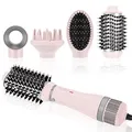 Produktbild: 4 IN 1 Haartrockner Warmluftbürste Set, PARWIN PRO BEAUTY Styler-Set, Föhnbürste Lockenbürste mit 4 Aufsätze zum Trocknen, Glätten, Volumen und Stylen, Ionen Pflege, Geschenke machen(Rosa)