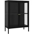 Produktbild: vidaXL Sideboard Schwarz 75x35x105 cm Stahl und Glas