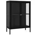 Produktbild: vidaXL Sideboard Sideboard Schwarz 75x35x105 cm Stahl und Glas (1 St)