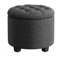 Produktbild: SONGMICS Runder Hocker, Hocker mit Stauraum, 45 x 45 x 44,5 cm, Fußbank mit Beinen, belastbar bis 150 kg, für Wohnzimmer, Schlafzimmer, dunkelgrau