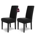 Produktbild: SCHEFFLER-Home Stuhlhussen Stretch Luna/Stuhlhussen Schwarz 2er Set/elastische Flanell Stuhlabdeckungen/Stuhlhussen Schwingstühle/Hussen Stuhl Überzieher mit Gummiband/Stuhlhussen Samt